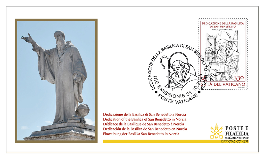 Un francobollo e un annullo postale speciale per celebrare la rinascita della Basilica di San Benedetto a Norcia