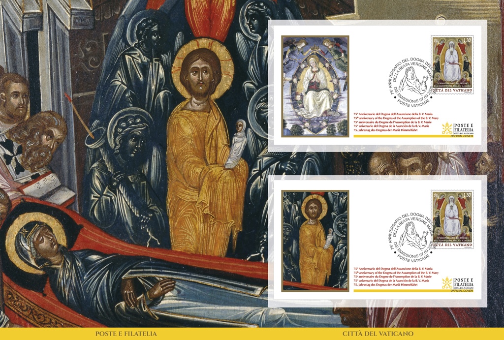 Philatelic Issue for the 75th Anniversary of the Dogma of the Assumption: Two Special Edition Commemorative Envelopes