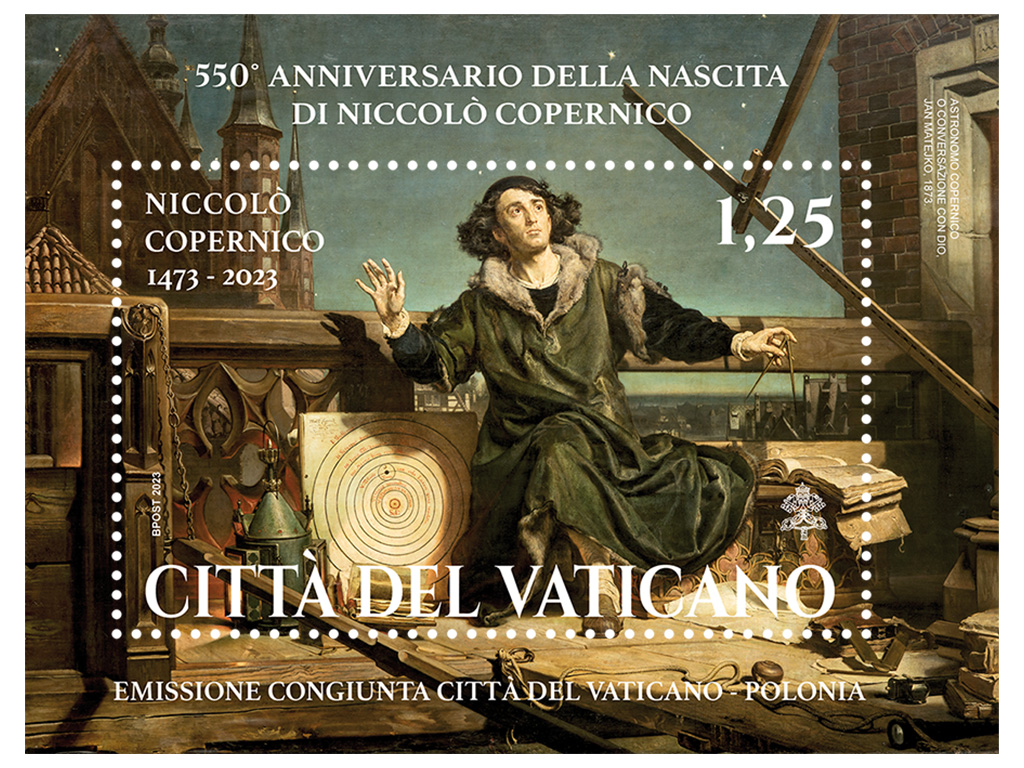 Foglietto e annullo postale speciale die emissionis 550° anniversario della nascita di Niccolò Copernico (emissione congiunta con la Polonia)