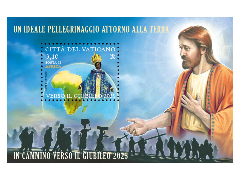 Foglietto e annullo postale speciale die emissionis Un ideale pellegrinaggio attorno alla Terra in cammino verso il Giubileo 2025: Africa