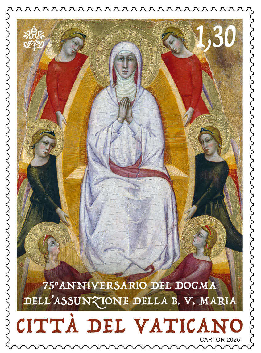 Francobollo e annullo postale speciale die emissionis  75° anniversario della proclamazione del Dogma dell’Assunzione