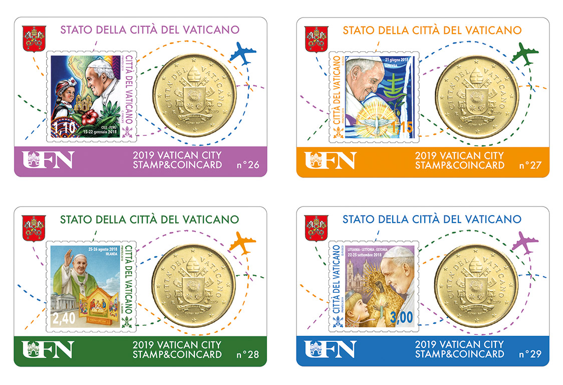 I VIAGGI DI PAPA FRANCESCO NEL MONDO - 2018 - Stamp&Coin card