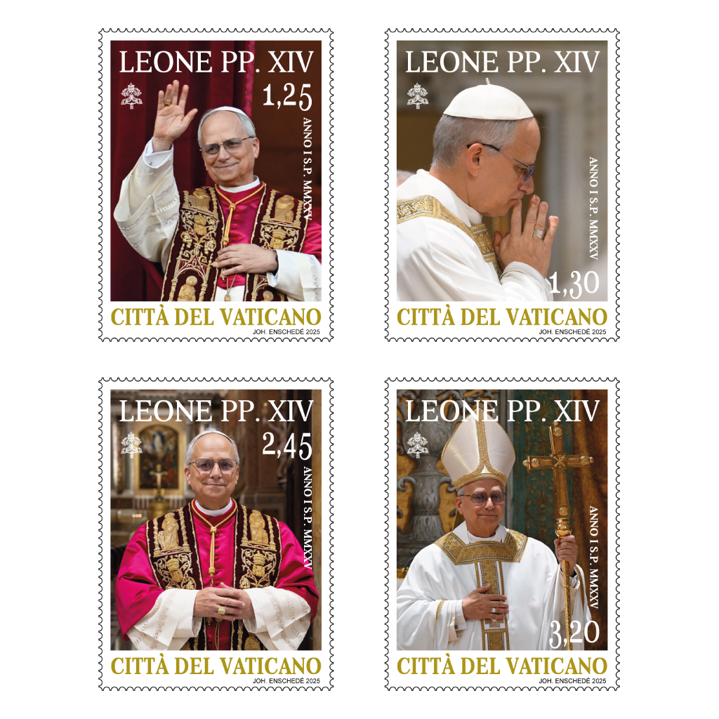 Serie di francobolli e annullo postale speciale die emissionis Leone PP. XIV – Anno I S.P. MMXXV